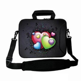 NEW Fashion design black & colorful heart 13" 13.3" inch Dual Zipped Neoprene laptop Shoulder Bag sleeve Carrying Case Cover with Handle Pocket for Apple Macbook Pro Air /Macbook Pro 13" Retina Display/Dell Adamo Admire Inspiron Studio X