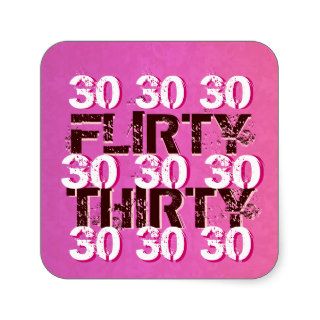 Flirty Thirty (30) Birthday Party Red Orange Gold Square Stickers