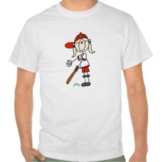 Up At Bat Girl Stick Figure Baseball Gifts Tee Shirt