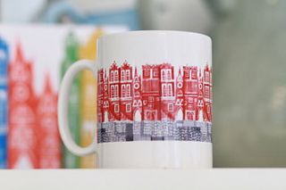 little red city linocut design mug by a pair of blue eyes