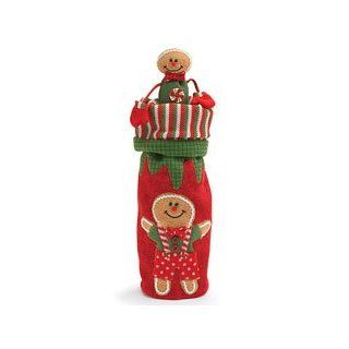 Gingerbread Design Christmas Wine Bottle Bag Adorable Gift Kitchen & Dining