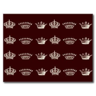 Crown Pattern in White Postcards