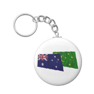 Australia & Cocos Islands Waving Flags Key Chain