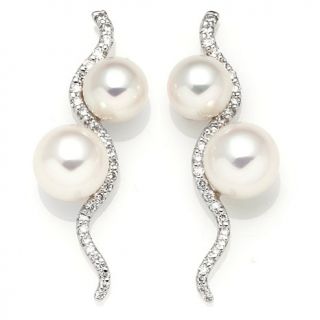 Imperial Pearls 14K Gold 6 8mm Cultured Freshwater Pearl and 0.27ct White Diamo