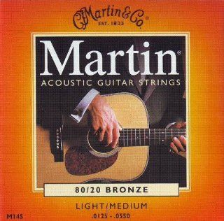Martin M145 80/20 Acoustic Guitar Strings, Light Medium Musical Instruments