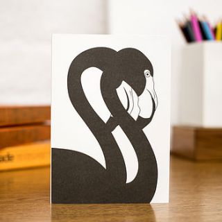 black flamingo pair blank greetings card by rosie and the boys