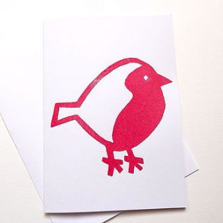 robin handprinted christmas card by hello dodo