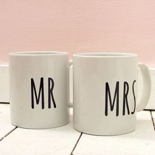 'mr & mrs' wedding gift mugs by kelly connor designs knitting bags and gifts