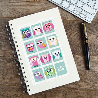 personalised owls notebook by made by ellis