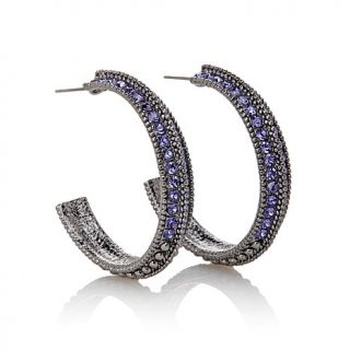 Real Collectibles by Adrienne® Jeweled Inside Outside Crystal Hoop Earrings
