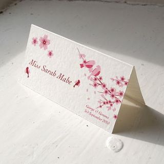 love birds wedding place card by chandler invitations