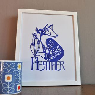 personalised fox paper cut by love poppet