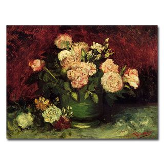 Vincent van Gogh 'Peonies and Roses' Canvas Art Trademark Fine Art Canvas