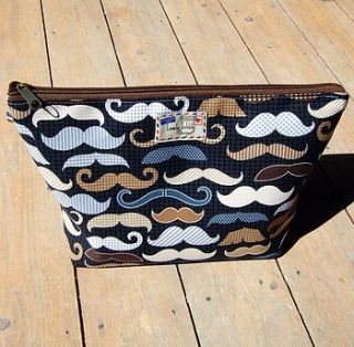moustache toiletry cosmetic wash bag by lovely jubbly