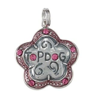La Preciosa Sterling Silver Pink Enamel and CZ 'Top Dog' Flower Charm La Preciosa Enamel Charms