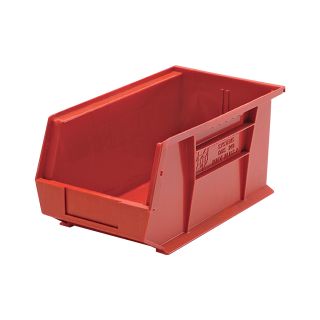 Quantum Storage Heavy Duty Stacking Bins — 14 3/4in. x 8 1/4in. x 7in. Size, Red, Carton of 12  Ultra Stack   Hang Bins
