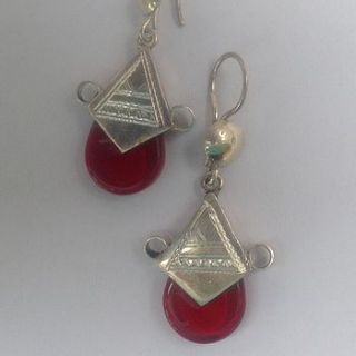 sterling silver and red glass drop earrings by alkina
