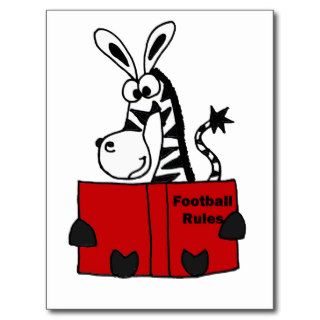Funny Zebra Reading Football Rules Book Postcards