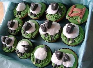 12 sheep cupcakes by the small cake shop