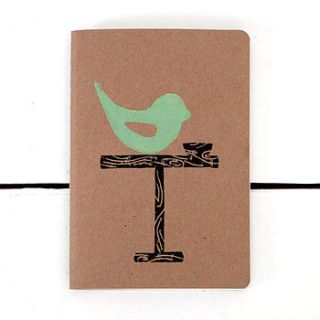 hand printed little bird notebook by snÖrk