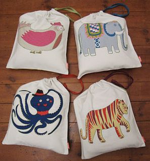 animal print drawstring bag by sukie