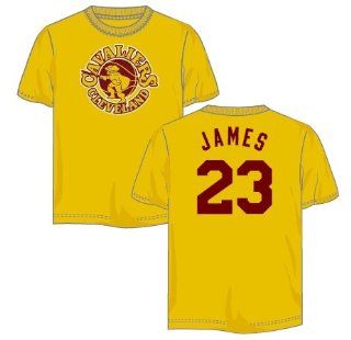 Lebron James Cleveland Cavaliers Yellow Retro Throwback Jersey Name and Number T shirt S  Athletic Jerseys  Sports & Outdoors
