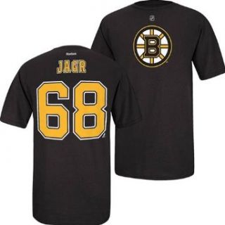 Boston Bruins Reebok NHL Jaromir Jagr #68 Name And Number T Shirt (Black) Adult Large  Athletic Shirts  Clothing