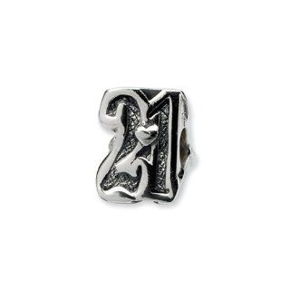 Special Year, Number 21 Charm in Silver For 3mm Charm Bracelets Bead Charms Jewelry