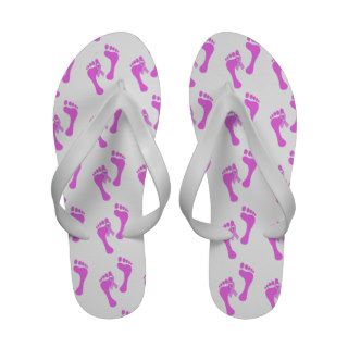 Breast Cancer Ribbon Pink Foot Prints Flip Flops
