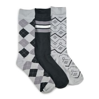 Muk Luks Men's Grey Patterned Socks (3 Pairs) Muk Luks Socks