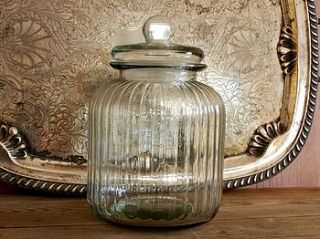 antique apothecary style glass storage jar by monty's vintage shop