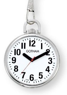 Gotham Men's Silver Tone Ultra Thin Bold Number Open Face Quartz Pocket Watch # GWC15033S Watches