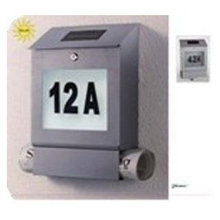 Unique Arts Solar Mailbox/House number Gray powder coat   Security Mailboxes  
