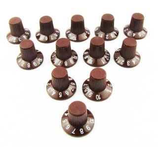 IKN Guitar Bass Amp Knobs Number Hat Knobs Brown Skirt Style Pack of 24pcs Musical Instruments