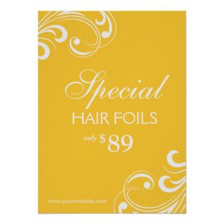 HAIR Salon Poster Spa Yellow & White Swirls