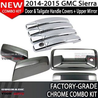 2014 2015 Sierra Chrome Door & Tailgate Handle + Upper Replacement Mirror Automotive