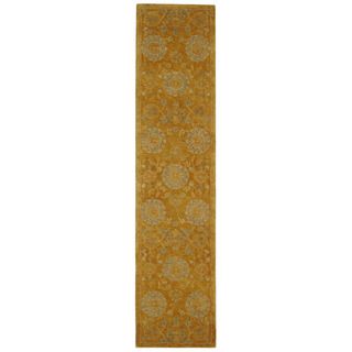 Handmade Medallions Gold Wool Runner (2'3 x 10') Safavieh Runner Rugs