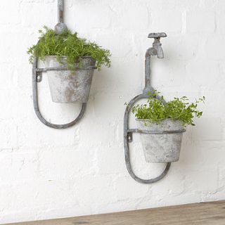 vintage style single tap wall planter by posh totty designs interiors