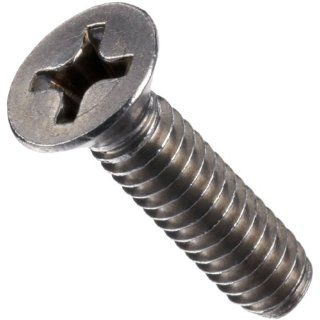 Stainless Steel Machine Screw, Flat Head, Phillips Drive, #2 56, 3/16" Length (Pack of 100)