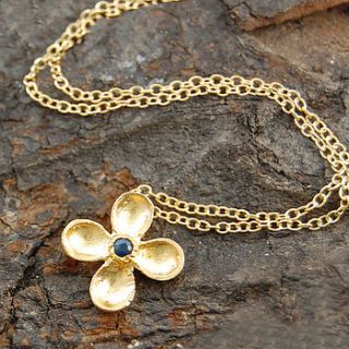 gold and blue sapphire clover necklace by embers semi precious and gemstone designs