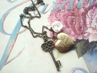 mum 'i love you' heart locket necklace by madison honey vintage