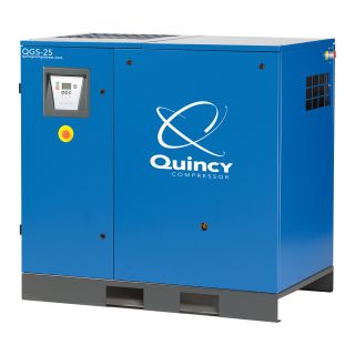 Quincy QGS Rotary Screw Compressor — 25 HP, 208/230/460V 3-Phase, 120 Gallon, 99 CFM, Model# QGS25  50 CFM   Above Air Compressors