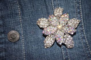 diamante flower brooch by diamond affair