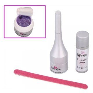 Fast shipping + Free tracking number UV Gel kit Set , Nail Art Beauty decoration Glitter Purple   Color NO.71 Nail Art Soak off UV Gel Polish +Nail File ,Cleanser Cell Phones & Accessories