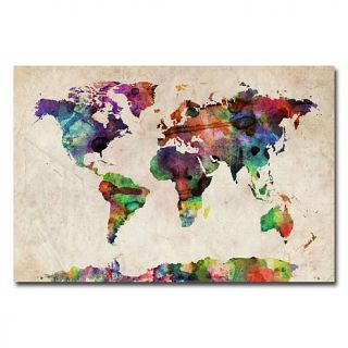 Michael Tompsett 'Urban Watercolor World Map' Giclee Print   22" x 32"