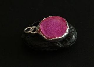 hot pink druzy necklace by prisha jewels