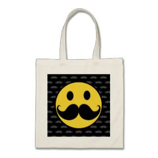 Retro Funky Smiley Mustache Moustache Tote Bag