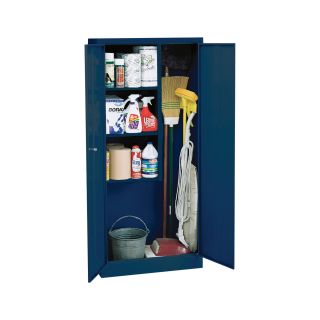 Sandusky Lee Welded Steel Janitorial Cabinet — 30in.W x 15in.D x 66in.H, Blue, Model# VFC1301566-06  Storage Cabinets