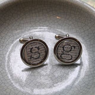 personalised initial literary cufflinks by posh totty designs boutique