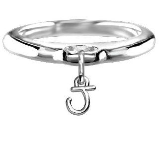 Chubby Initial J Charm Ring in Sterling Silver. Any one letter or number, email us after purchase Sziro Jewelry